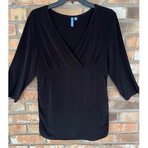 B-Slim Women’s Black Pullover V-Neck 3/4 Sleeve Top Size XL